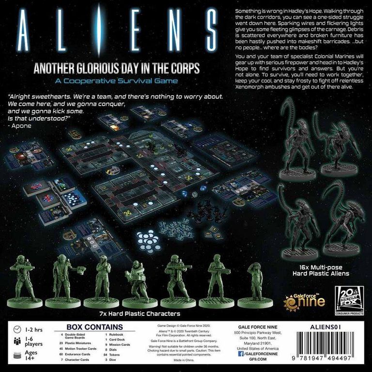 Aliens: Another Glorious Day in the Corps! back of the box