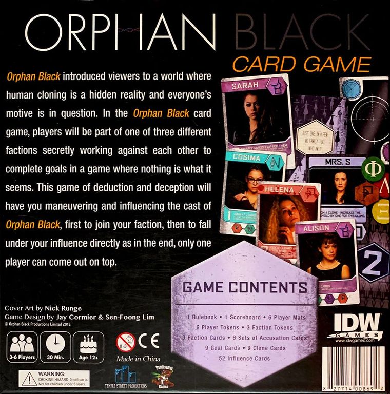 Orphan Black: The Card Game back of the box