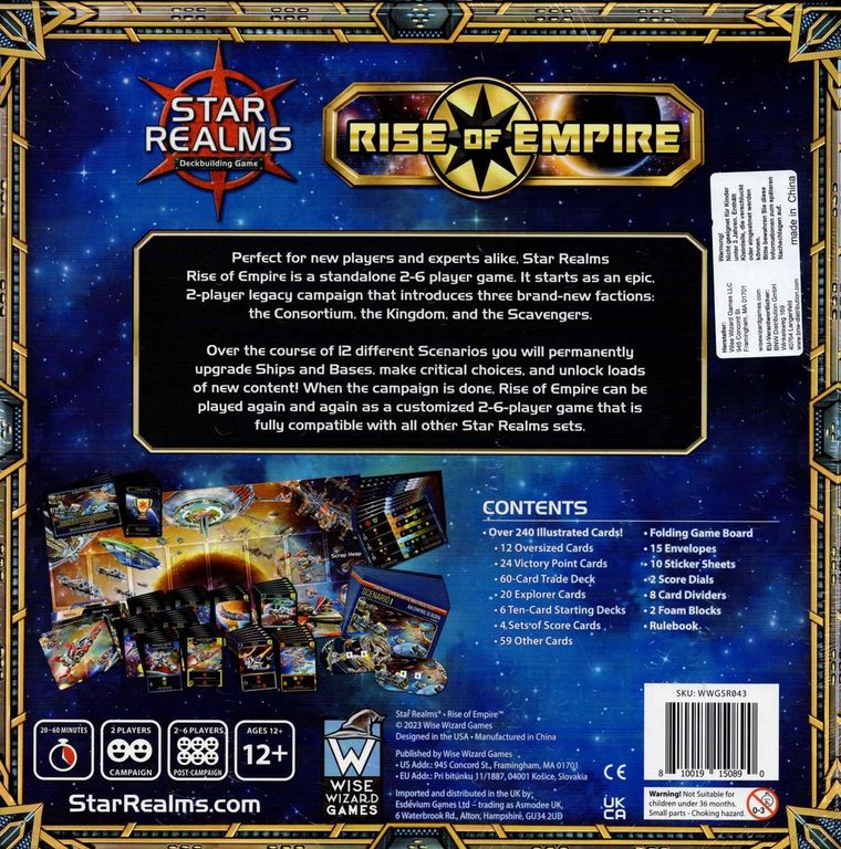 Star Realms: Rise of Empire parte posterior de la caja