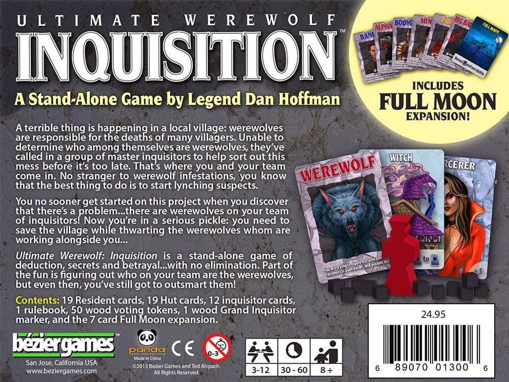 Ultimate Werewolf: Inquisition back of the box