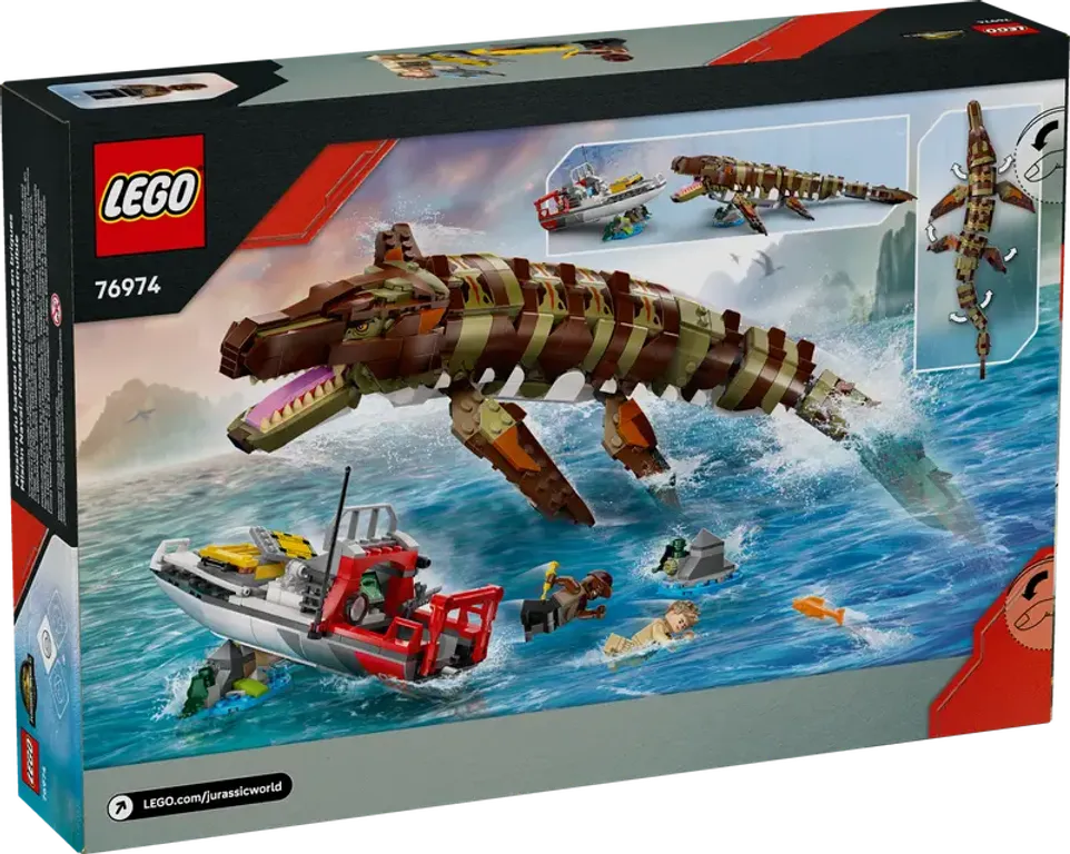 LEGO® Jurassic World Brick-Built Mosasaurus Boat Mission back of the box
