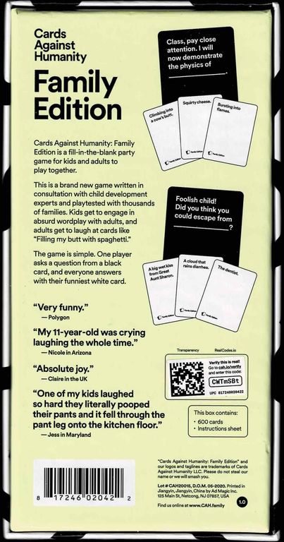 Cards Against Humanity: Family Edition torna a scatola