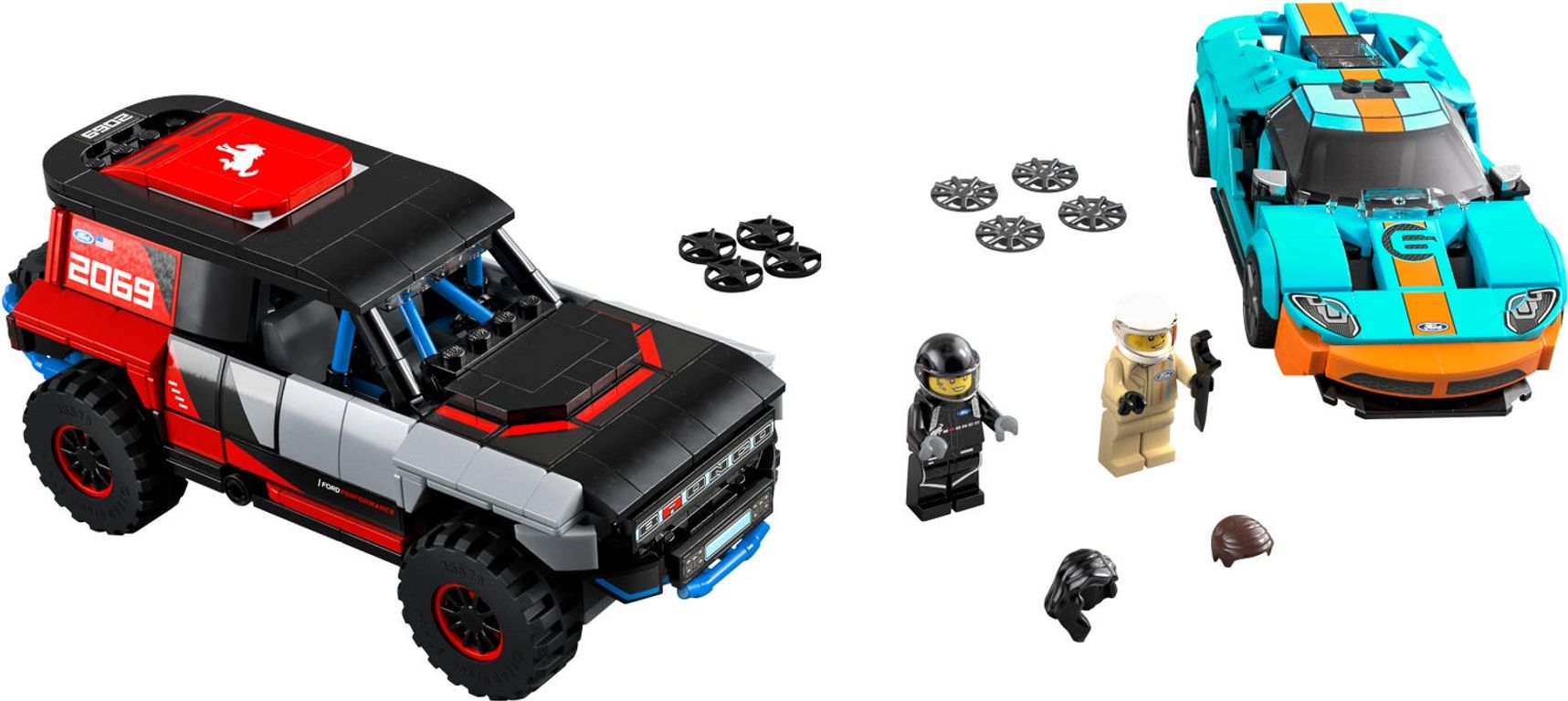 LEGO® Speed Champions Ford GT Heritage Edition and Bronco R components