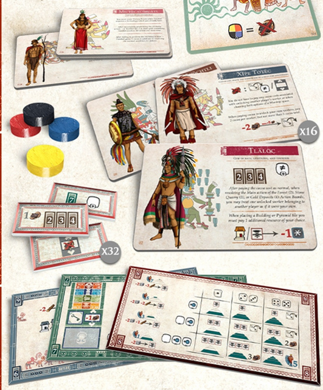 Teotihuacan: City of Gods – Deluxe Master Set components