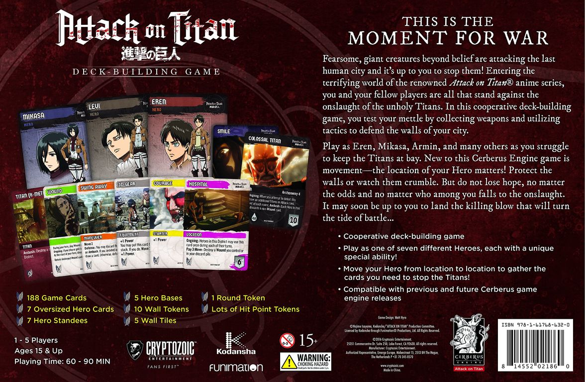 Attack on Titan: Deck-Building Game parte posterior de la caja