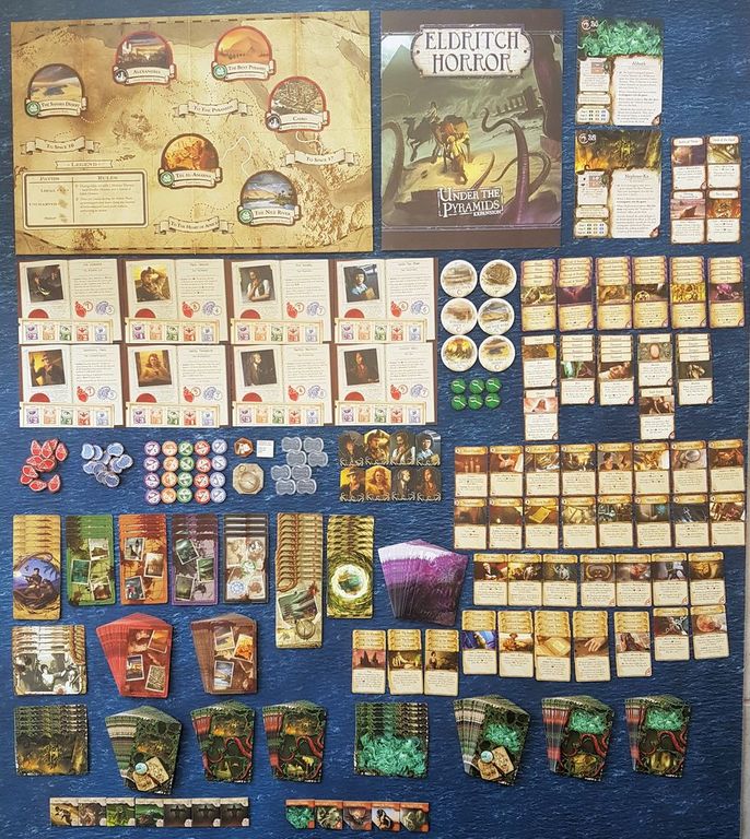 Eldritch Horror: Under the Pyramids componenten