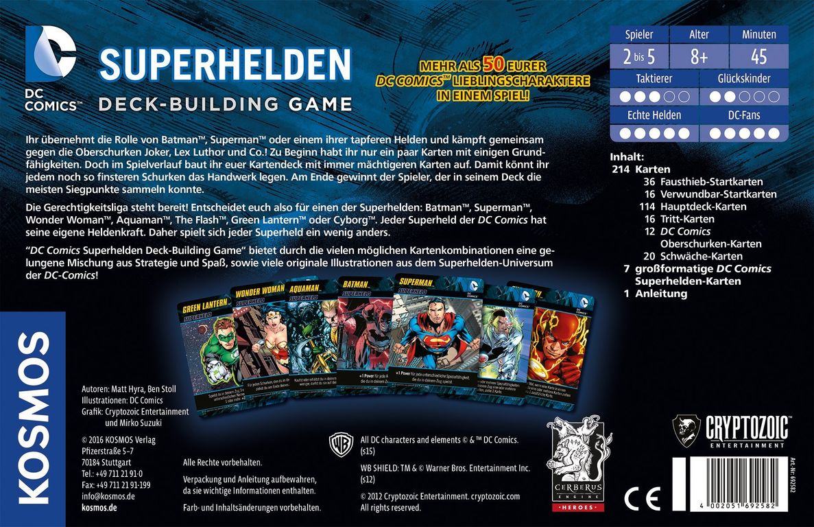 DC Comics Deck-Building Game back of the box