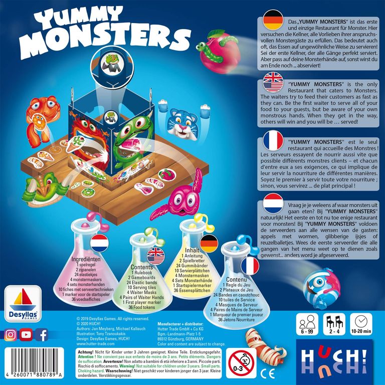 Yummy Monsters parte posterior de la caja