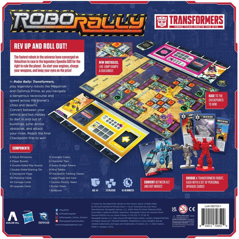 Robo Rally Transformers parte posterior de la caja