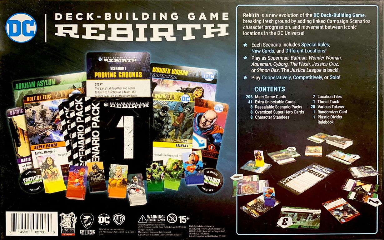 DC Deck-Building Game: Rebirth back of the box
