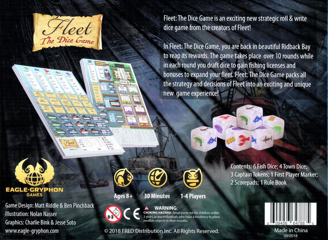 Fleet: The Dice Game back of the box