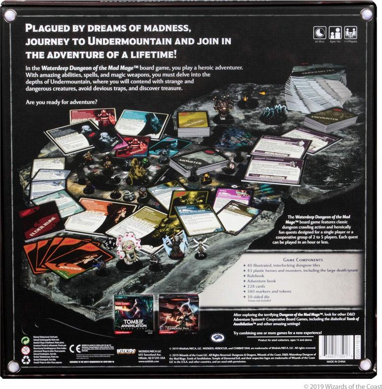 Waterdeep: Dungeon of the Mad Mage parte posterior de la caja