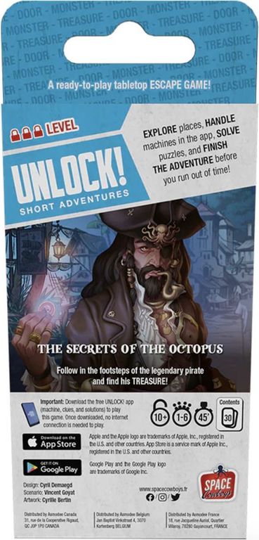 Unlock!: Short Adventures – The Secrets of the Octopus back of the box