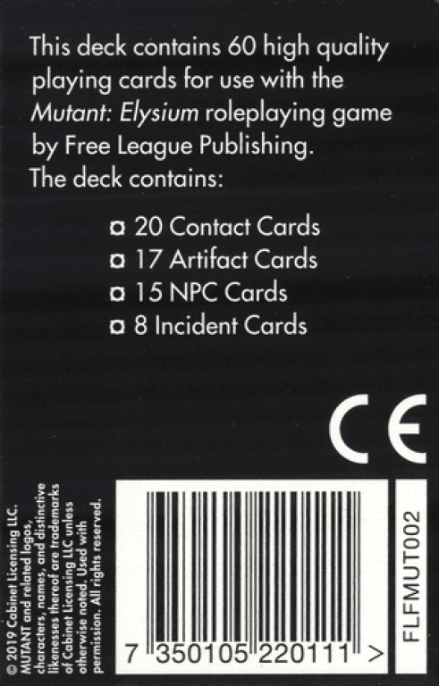 Mutant: Elysium Cards back of the box