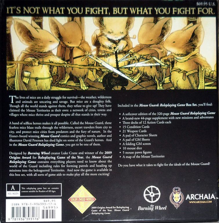 Mouse Guard Roleplaying Game Box Set parte posterior de la caja