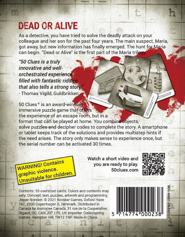 50 Clues: Dead or Alive back of the box