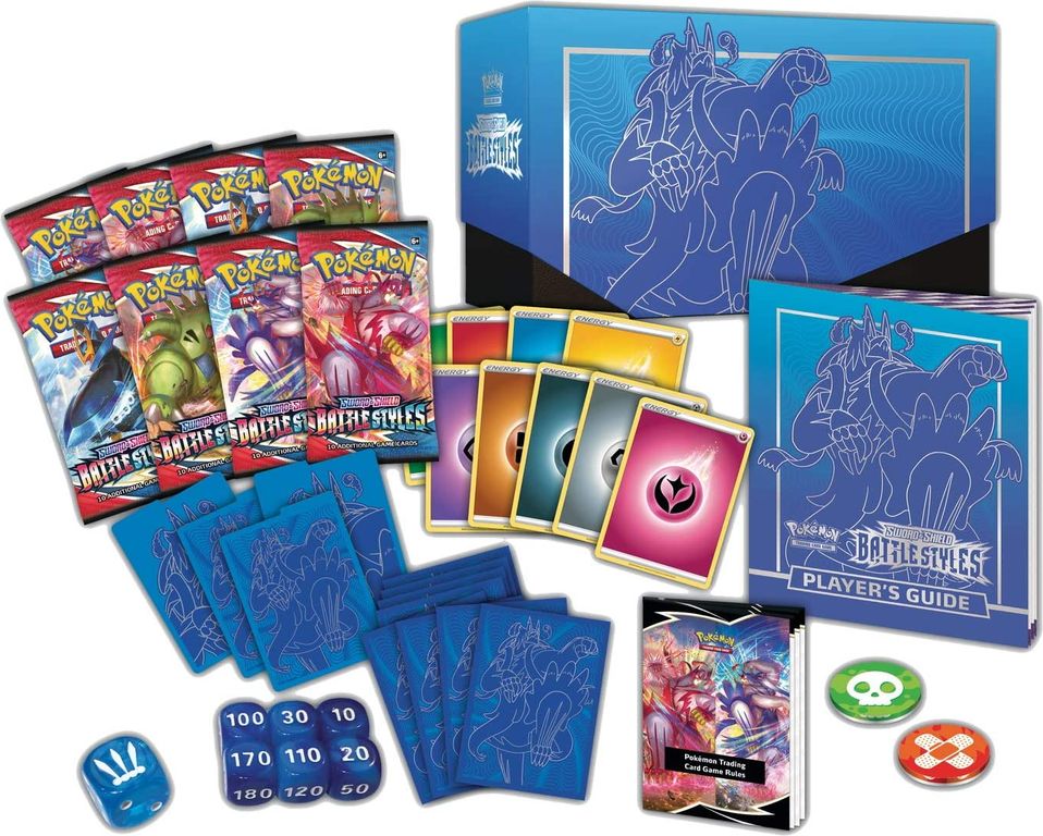 Pokémon TCG: Sword & Shield-Battle Styles Elite Trainer Box (Rapid Strike Urshifu) components