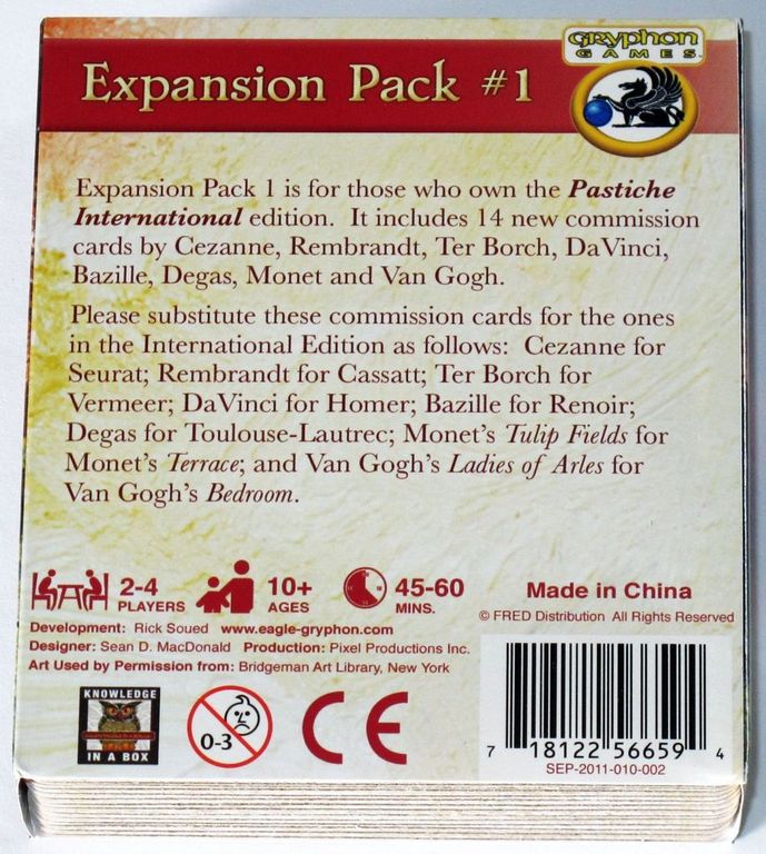 Pastiche: Expansion Pack #1 dos de la boîte