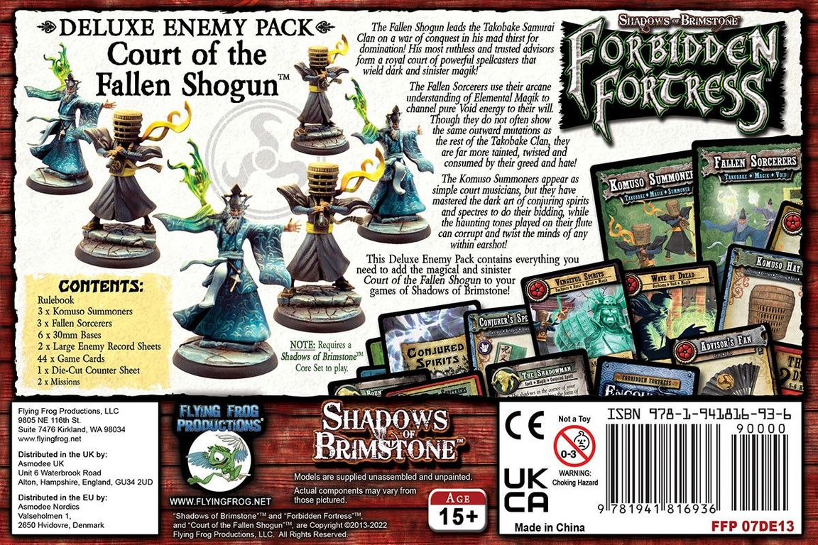 Shadows of Brimstone: Court of the Fallen Shogun Deluxe Enemy Pack parte posterior de la caja