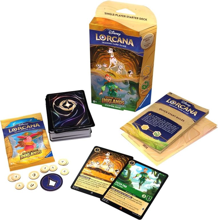 Disney Lorcana: Into the Inklands Starter Deck - Pongo & Peter Pan components