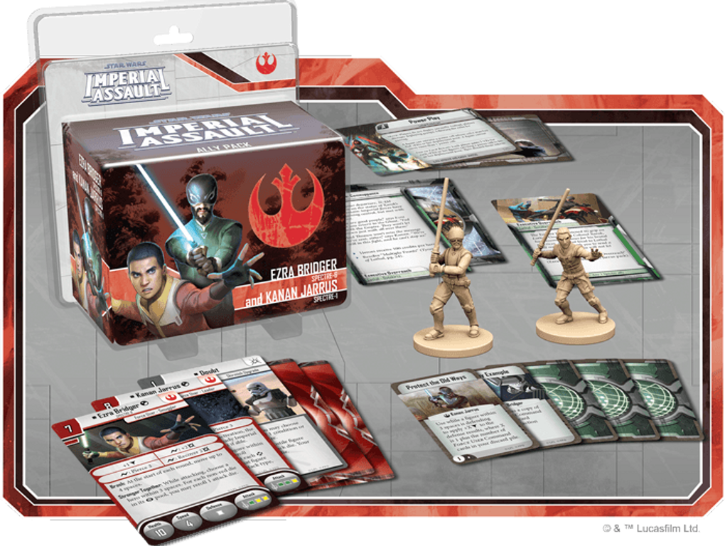 Star Wars: Imperial Assault – Ezra Bridger and Kanan Jarrus Ally Pack components