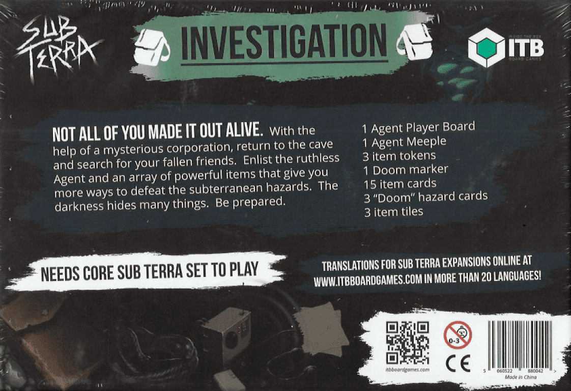 Sub Terra: Investigation back of the box