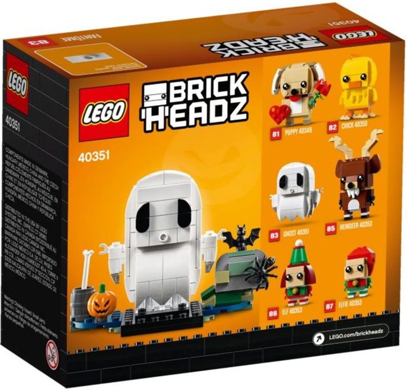 LEGO® BrickHeadz™ Fantasma de Halloween parte posterior de la caja