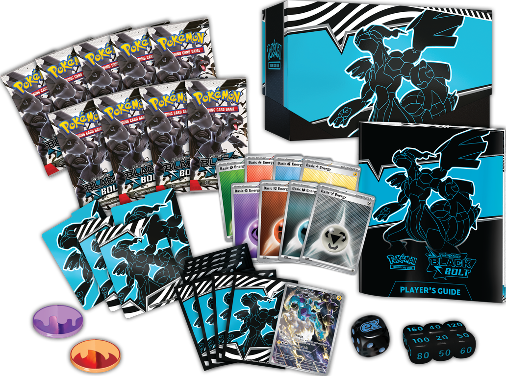 Pokémon TCG: Scarlet & Violet - Black Bolt/White Flare Elite Trainer Box components