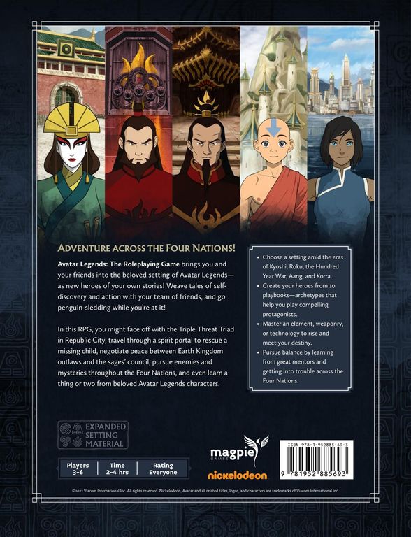 Avatar Legends: The Roleplaying Game Core Rulebook rückseite der box