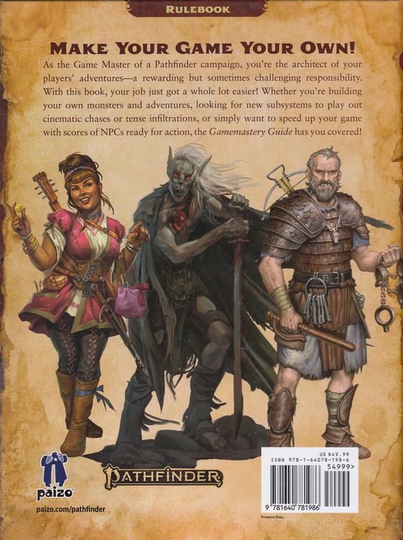 Pathfinder Roleplaying Game (2nd Edition) - GameMastery Guide parte posterior de la caja