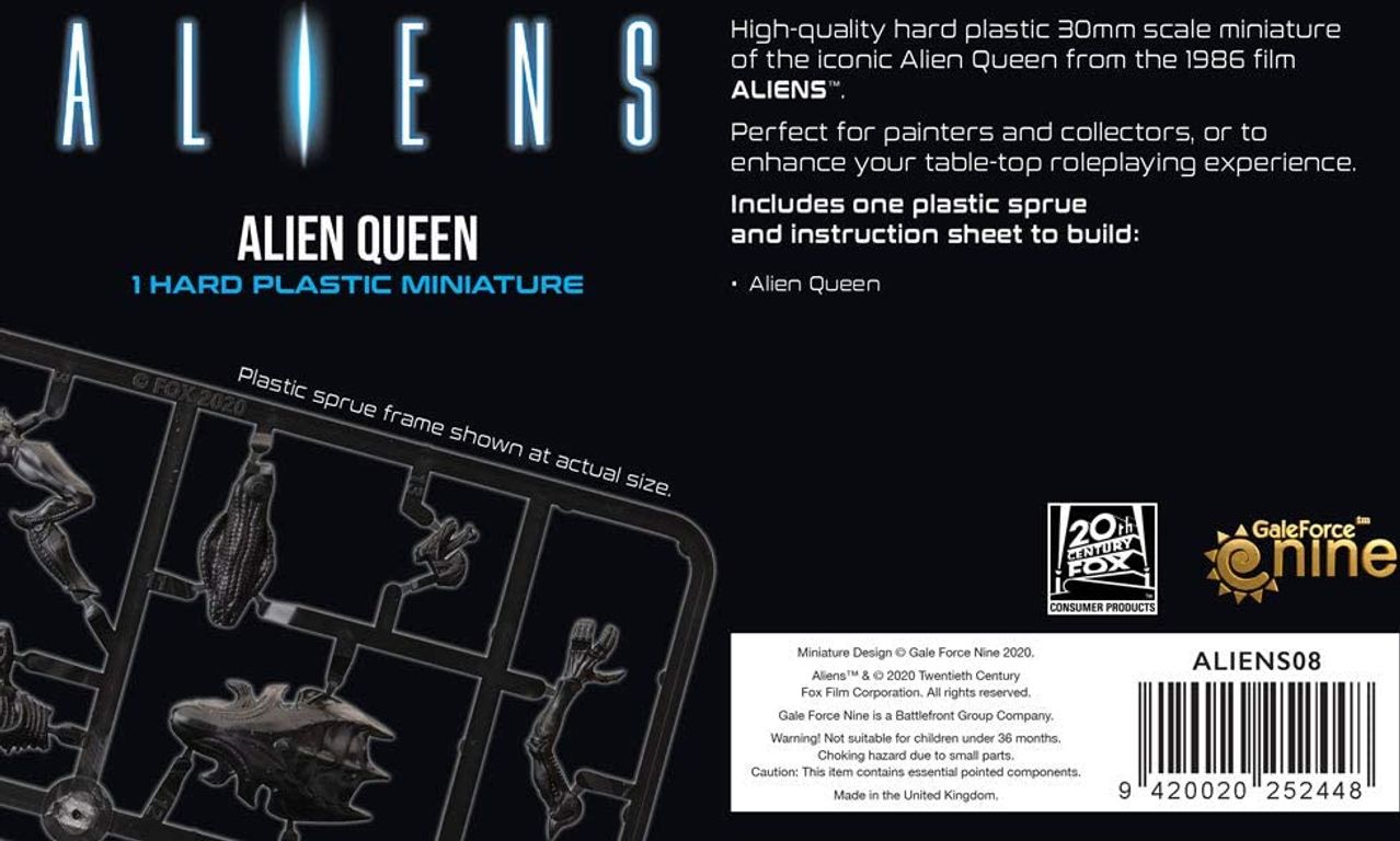 Aliens: Another Glorious Day in the Corps – Alien Queen back of the box