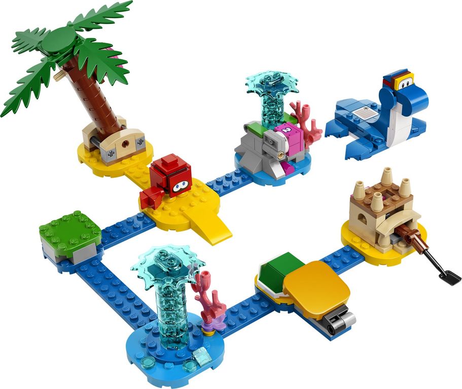 LEGO® Super Mario™ Dorrie’s Beachfront Expansion Set components