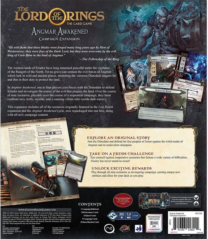 The Lord of the Rings: The Card Game – Angmar Awakened Campaign Expansion parte posterior de la caja