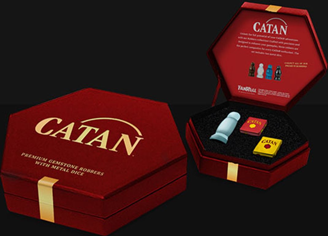 Catan Premium Robber & Metal Dice Set caja