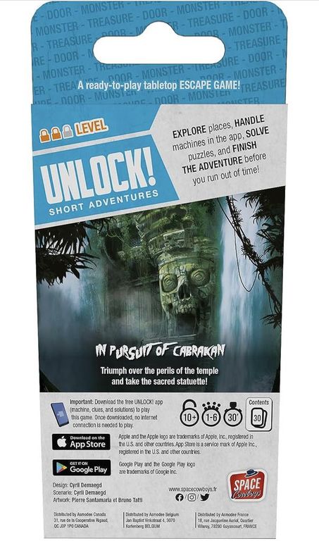 Unlock ! Short Adventures : A la poursuite de Cabrakan dos de la boîte