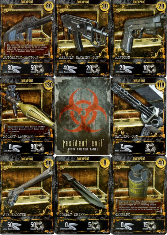 Resident Evil Deck Building Game cards