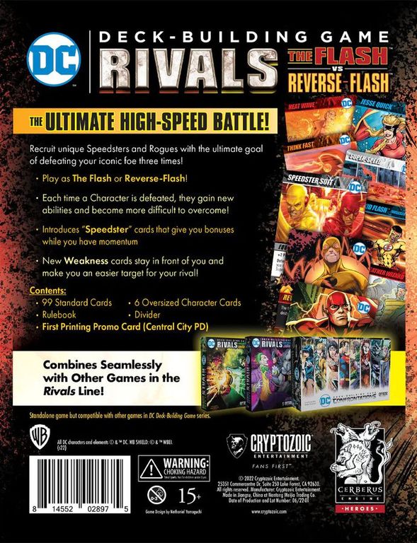 DC Comics Deck-Building Game: Rivals – The Flash vs The Reverse-Flash parte posterior de la caja