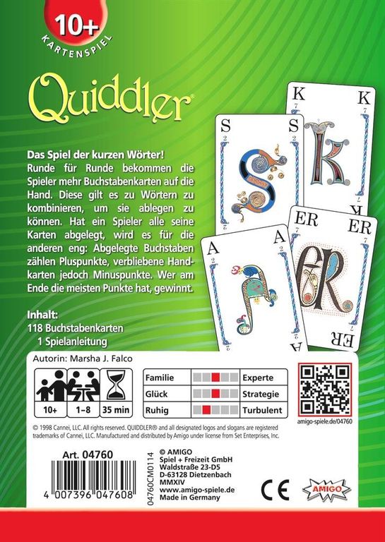 Quiddler rückseite der box