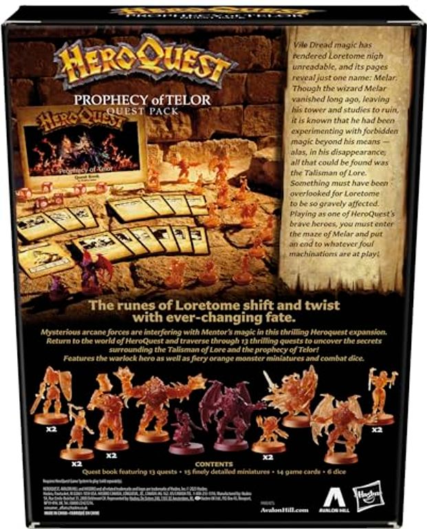 HeroQuest: La Prophétie de Telor dos de la boîte