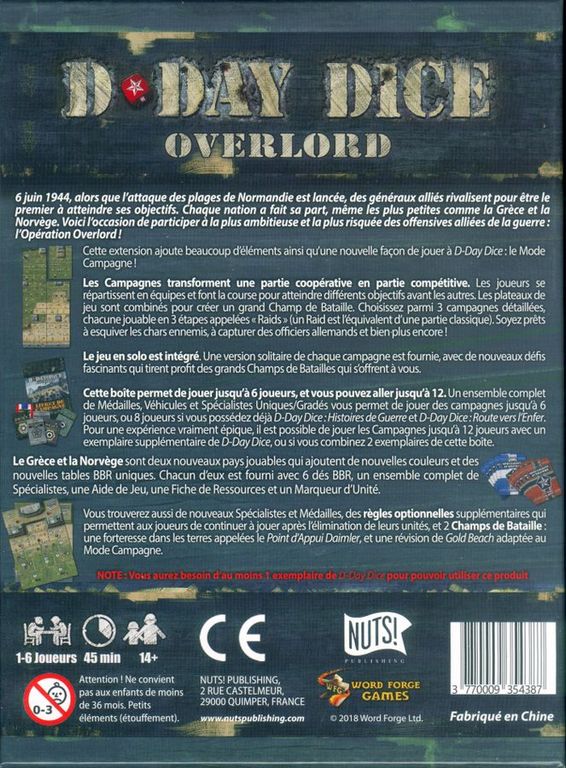 D-Day Dice (Second Edition): Overlord dos de la boîte