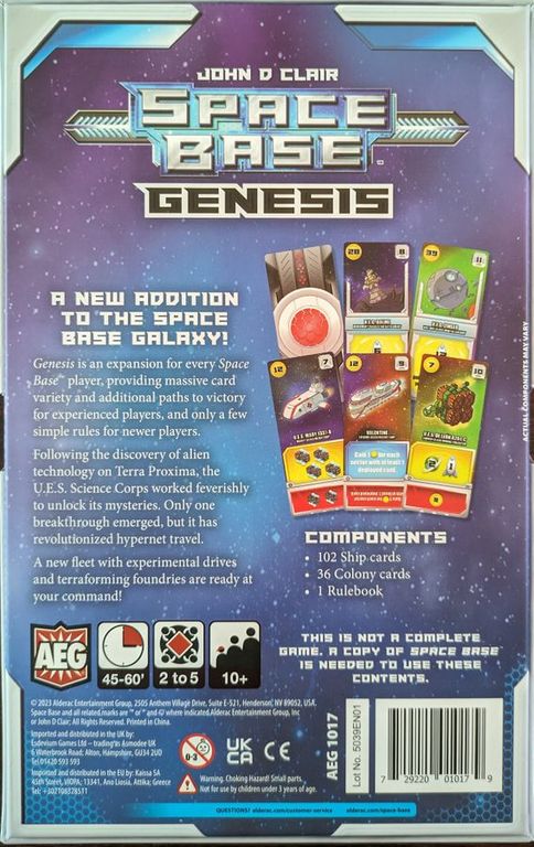 Space Base: Genesis back of the box