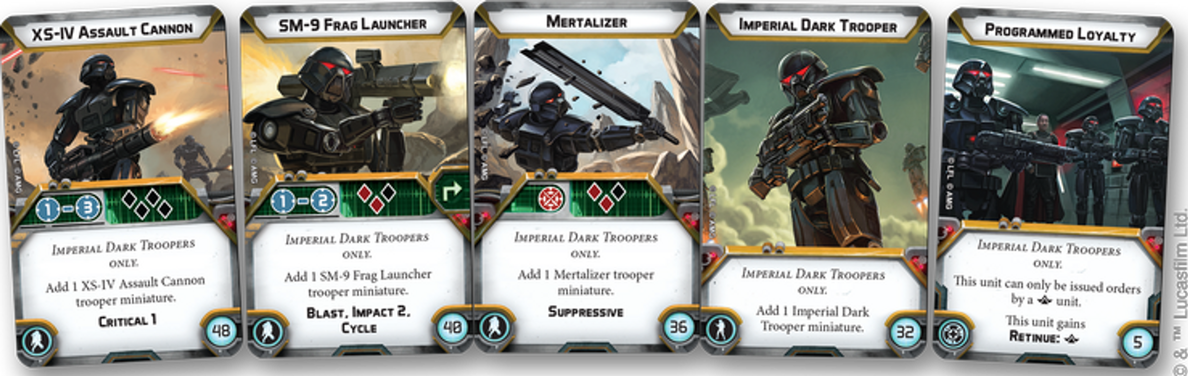 Star Wars: Legion – Dark Troopers Impériaux cartes