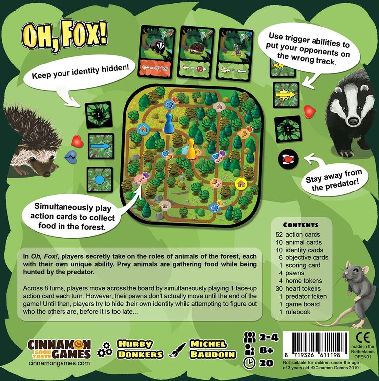 Oh, Fox! parte posterior de la caja