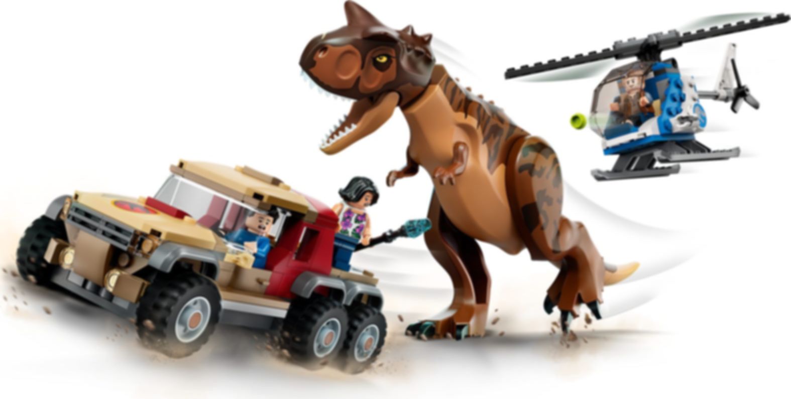 LEGO® Jurassic World Achtervolging van dinosaurus Carnotaurus speelwijze