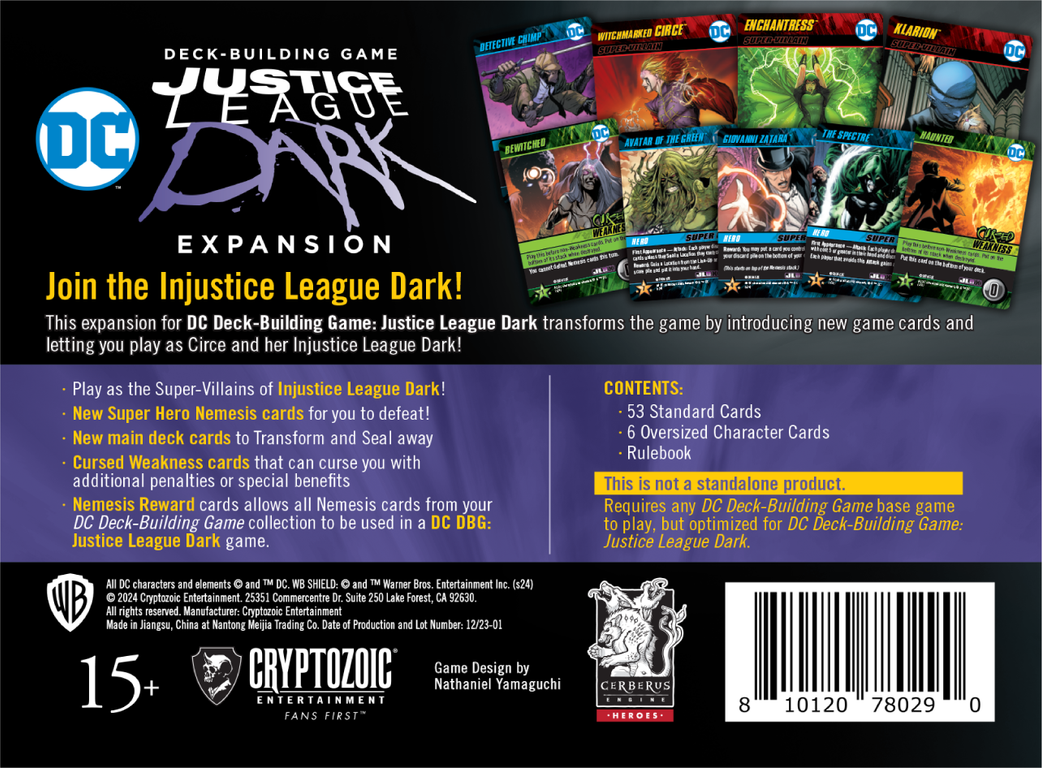 DC Deck-Building Game: Justice League Dark Expansion dos de la boîte