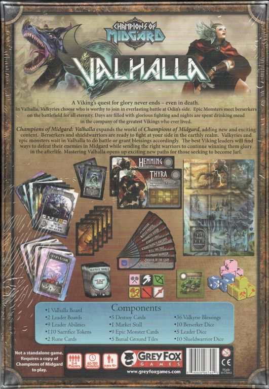 Champions of Midgard: Valhalla parte posterior de la caja