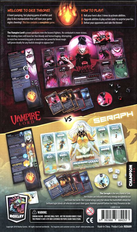 Dice Throne: Season Two - Vampire Lord v. Seraph back of the box