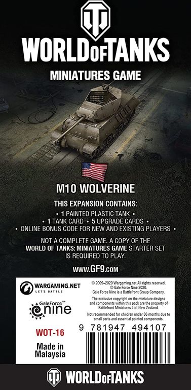 World of Tanks Miniatures Game: American – M10 Wolverine Expansion back of the box