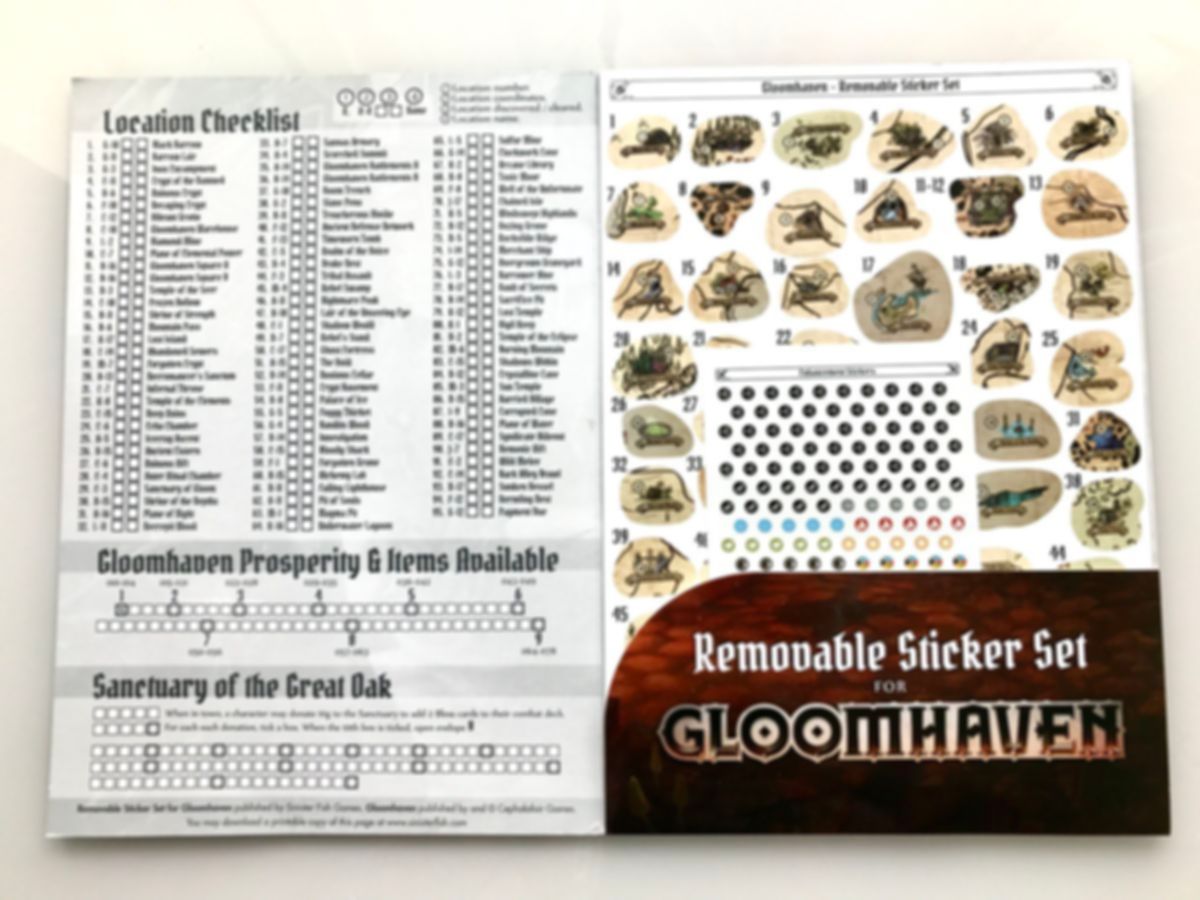 Gloomhaven: Removable Sticker Sheet composants