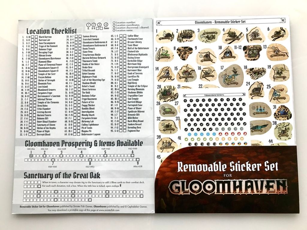 Gloomhaven: Removable Sticker Sheet komponenten